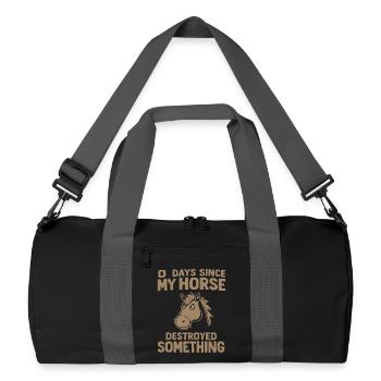 0 Days Since My Horse Destroyed Something Fun - Recycelte Duffel Bag - Schwarz/Graphitgrau - Vorne