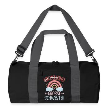 Big Sister Rainbow Sibling Baby - Recycled Duffel Bag - black/graphite grey - Front