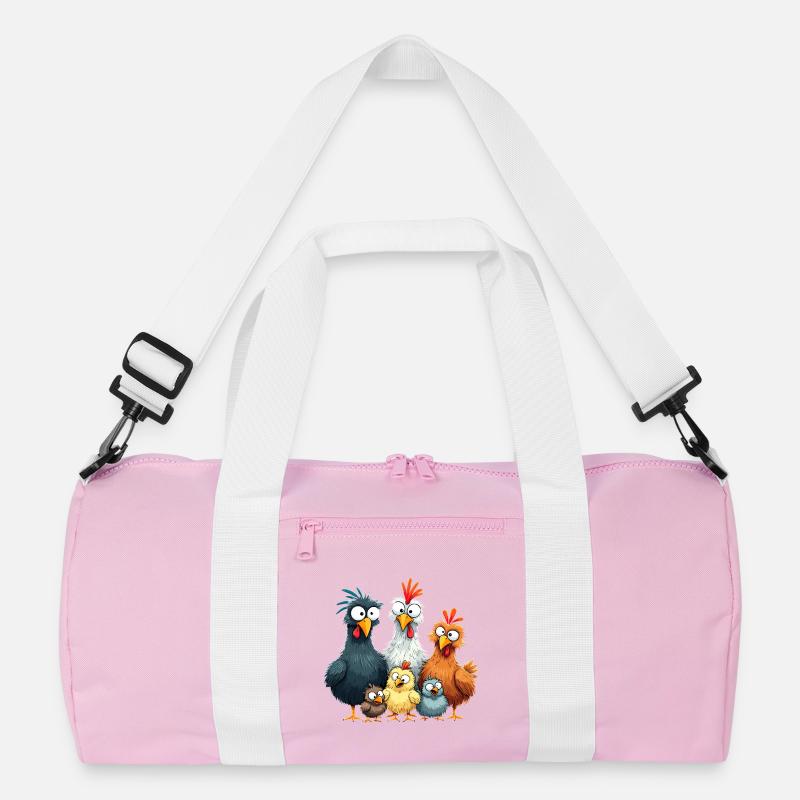 Colorful Chicken Group Comedy Design Recycled Duffel Bag