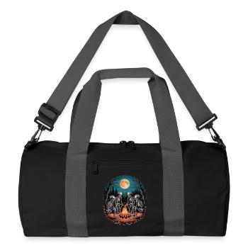 Skeleton Camper Hiker Bonfire Halloween Camping - Recycled Duffel Bag - black/graphite grey - Front