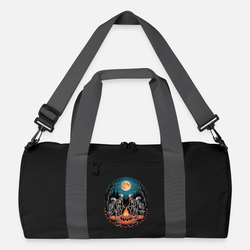 Skeleton Camper Hiker Bonfire Halloween Camping Recycelte Duffel Bag