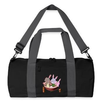 Kawaii Rabbits Eating Ramen - Recycled Duffel Bag - black/graphite grey - Front