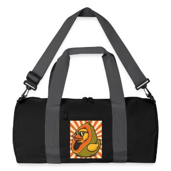 Personnage humoristique de canard papaye - Sac de sport recyclé - noir/gris graphite - Devant