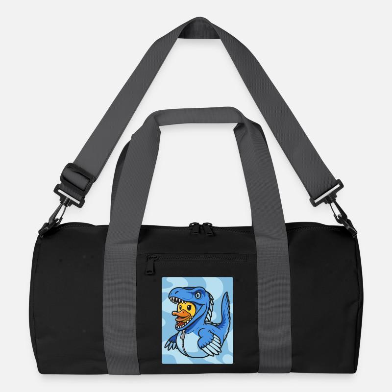 Fabelhafter Velociraptor mit Gummiente Recycelte Duffel Bag
