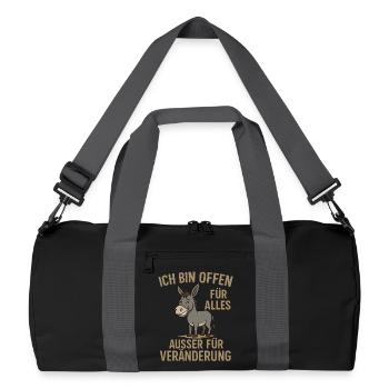 Humorvolle Esel-Motivationsbotschaft - Recycelte Duffel Bag - Schwarz/Graphitgrau - Vorne