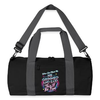 Quand Dieu m’a créé, il a souri drôlement rétro - Sac de sport recyclé - noir/gris graphite - Devant