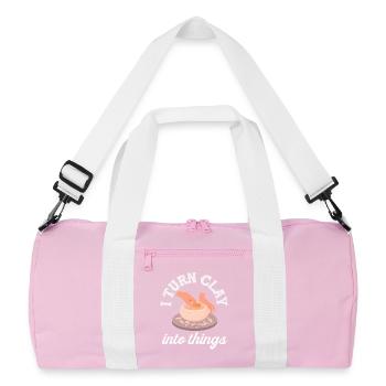 Poterie : je façonne l’argile en choses - Sac de sport recyclé - rose/blanc - Devant