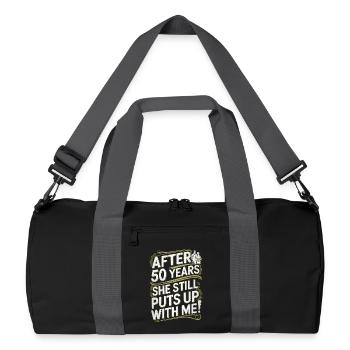 Humorvolles Design für die Feier des 50. Geburtstags - Recycelte Duffel Bag - Schwarz/Graphitgrau - Vorne
