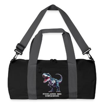 Pixélisé et dangereux | Dinosaure - Sac de sport recyclé - noir/gris graphite - Devant