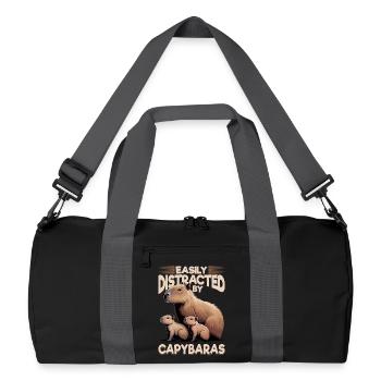 Funny aesthetic Kawaii Capybara - Recycled Duffel Bag - black/graphite grey - Front