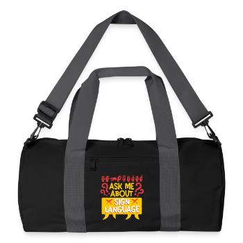 Deaf Deaf Ask Me About Sign Language - Recycled Duffel Bag - black/graphite grey - Front