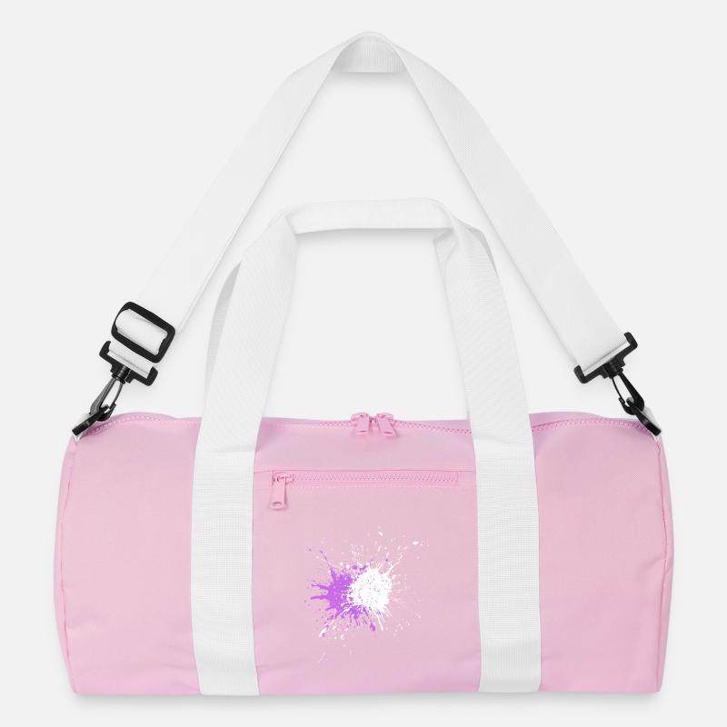 Lila Farbexplosion auf Schwarz Recycelte Duffel Bag