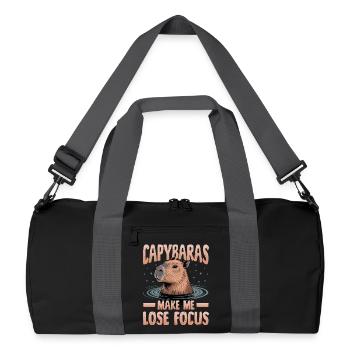 Funny aesthetic Kawaii Capybara - Recycled Duffel Bag - black/graphite grey - Front