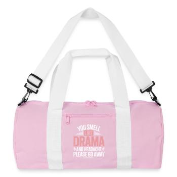 You Smell Like Drama And A Headache Please Go Away - Recycled Duffel Bag - pink/white - Front