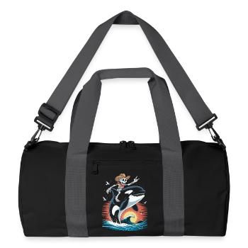 Skelett Cowboy auf Orca Wellen Szene - Recycelte Duffel Bag - Schwarz/Graphitgrau - Vorne