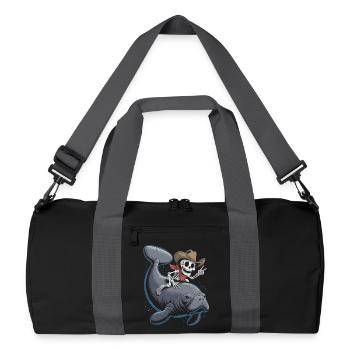 Skeleton cowboy riding manatee - Recycled Duffel Bag - black/graphite grey - Front