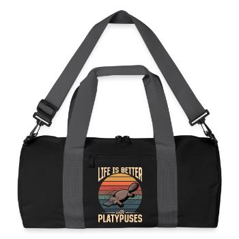 Funny aesthetic Kawaii Platypus - Recycled Duffel Bag - black/graphite grey - Front