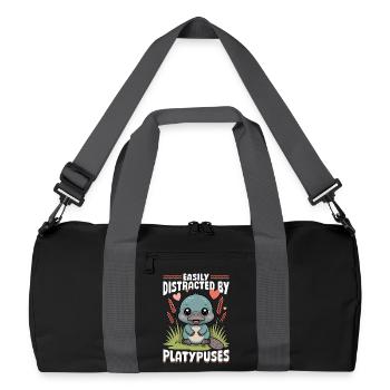 Funny aesthetic Kawaii Platypus - Recycled Duffel Bag - black/graphite grey - Front