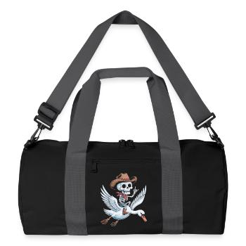 Skelett Cowboy auf Schwan - Recycelte Duffel Bag - Schwarz/Graphitgrau - Vorne