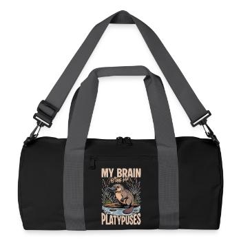 Funny aesthetic Kawaii Platypus - Recycled Duffel Bag - black/graphite grey - Front
