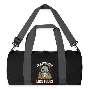 Funny aesthetic Kawaii Platypus - Recycled Duffel Bag - black/graphite grey - Front