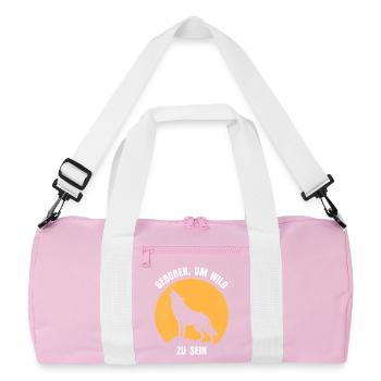 Wolf Spirit GEBOREN UM WILD ZU SEIN Lustig - Recycelte Duffel Bag - Rosa/Weiß - Vorne