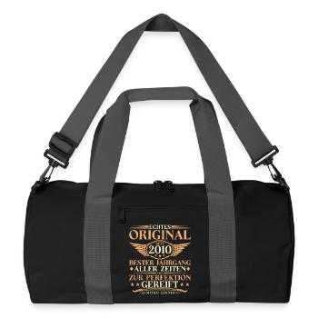 16. Geburtstag Vintage Original 2010 Jahrgang - Recycelte Duffel Bag - Schwarz/Graphitgrau - Vorne