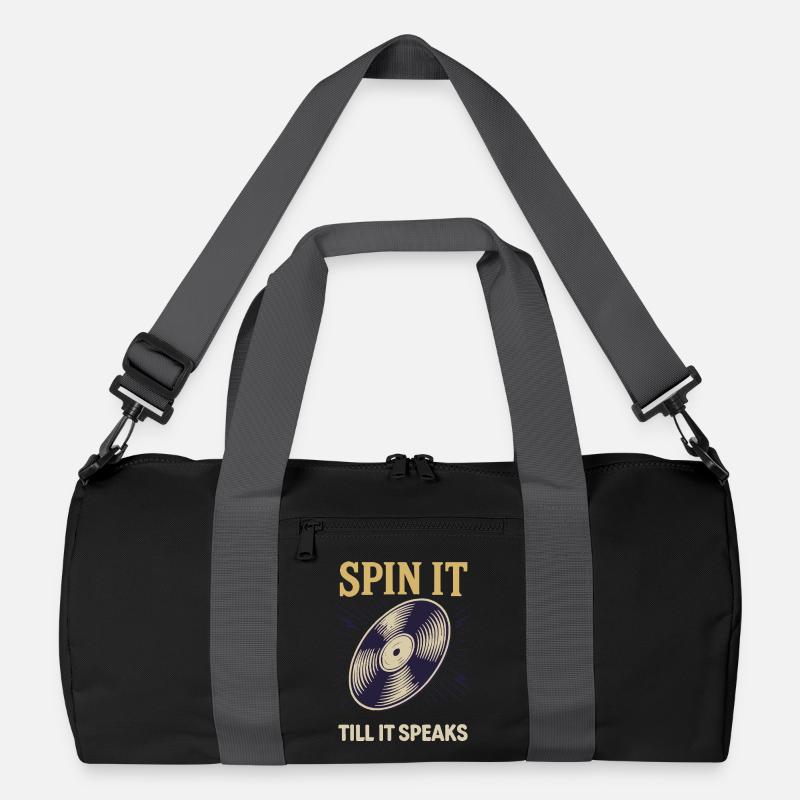 Spin It Till It Speaks Vinyl Record Lovers Recycled Duffel Bag
