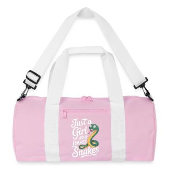 Snake Lover Shirt for Herp Girls and Reptile Fans - Recycled Duffel Bag - pink/white - Front