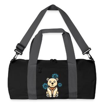 Cartoon Polar Bear with Snowflakes - Recycled Duffel Bag - black/graphite grey - Front