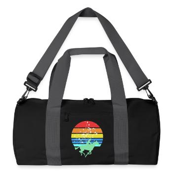 Retro Sunset Horse Racing Jockey Track Vibes - Recycelte Duffel Bag - Schwarz/Graphitgrau - Vorne
