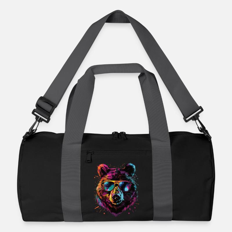 Retro Outdoor Wilderness Bear Trees Recycled Duffel Bag