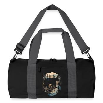 Rétro extérieur nature sauvage ours arbres - Sac de sport recyclé - noir/gris graphite - Devant