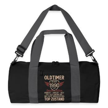 35th Birthday Gift Vintage Car October 1990 - Recycled Duffel Bag - black/graphite grey - Front