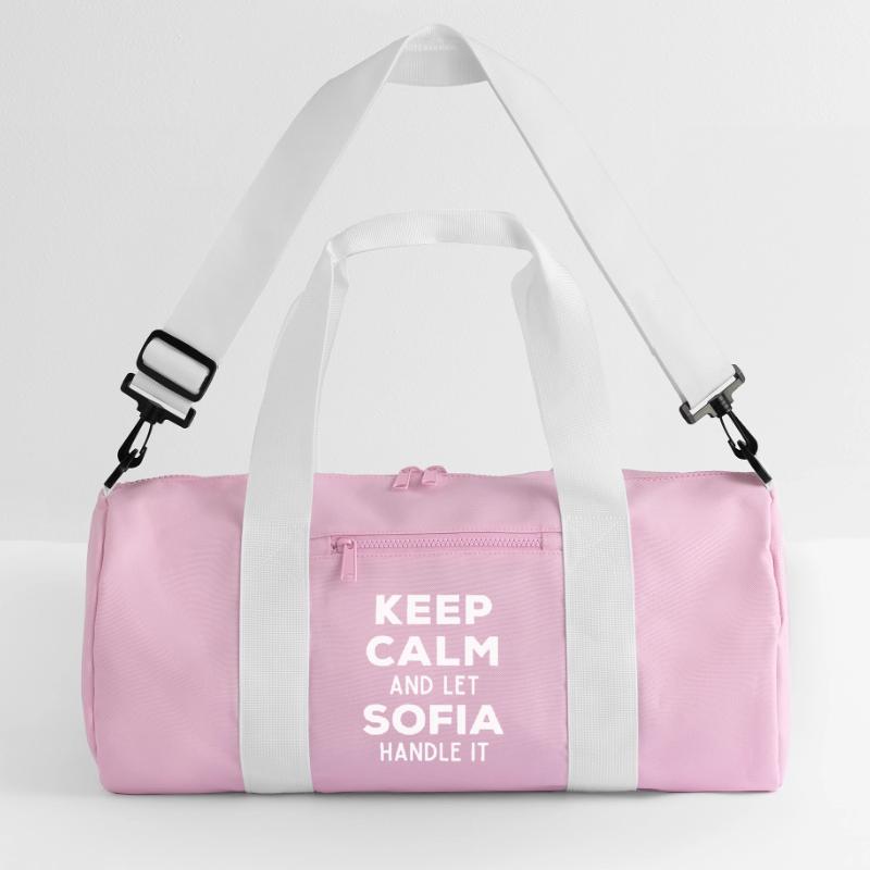 Keep Calm Let Sofia sort it out Funny saying Recycled Duffel Bag