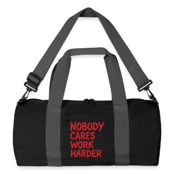 Gymnastique suédoise Personne ne s’en soucie Travailler plus dur Entraînement en salle de sport - Sac de sport recyclé - noir/gris graphite - Devant