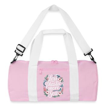 Less Plastic More Sea – Environmental Design Flowers - Recycled Duffel Bag - pink/white - Front