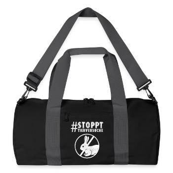 Bien-être animal STOP AUX TESTS SUR LES ANIMAUX DRÔLE - Sac de sport recyclé - noir/gris graphite - Devant