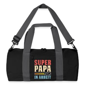 Soon dad SUPER DADDY IN WORK Funny - Recycled Duffel Bag - black/graphite grey - Front
