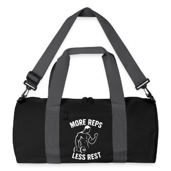 Mehr Wiederholungen, weniger Pause, Calisthenics, Fitnessstudio - Recycelte Duffel Bag - Schwarz/Graphitgrau - Vorne