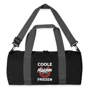 Coole Mädchen Friesen Pferdemädchen Reiten - Recycelte Duffel Bag - Schwarz/Graphitgrau - Vorne