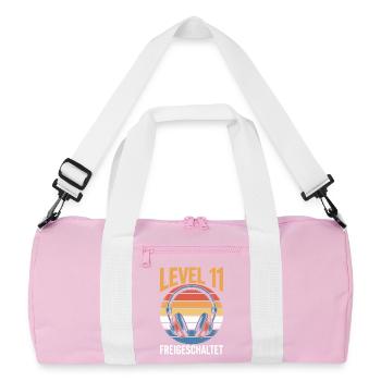 Level 11 Birthday Unlocked - Recycled Duffel Bag - pink/white - Front