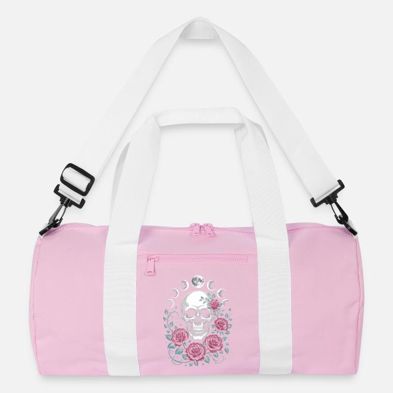 Gothic Skull with Moon Phases and Roses Design Recycled Duffel Bag