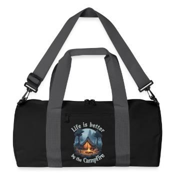Life is better by the campfire - Recycelte Duffel Bag - Schwarz/Graphitgrau - Vorne