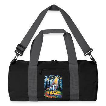 Glowing unicorn in a starry rush - Recycled Duffel Bag - black/graphite grey - Front