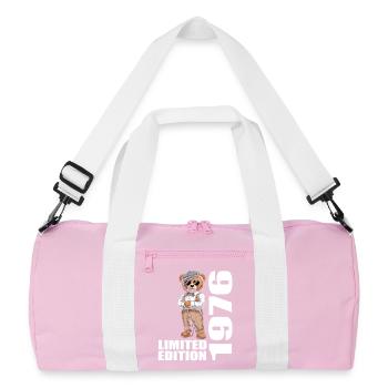 1976 Limited Edition Bär Geburtstag 1976 - Recycelte Duffel Bag - Rosa/Weiß - Vorne