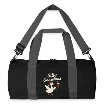 Silly Goosmas Goose Christmas Funny Santa - Recycled Duffel Bag - black/graphite grey - Front