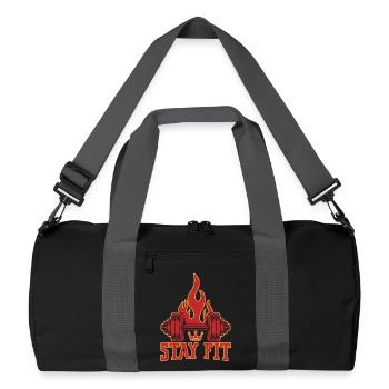 Fitness Motivation Bodybuilder Stay Fit - Recycled Duffel Bag - black/graphite grey - Front