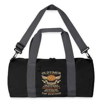 Cadeau 66ème anniversaire Voiture de collection Novembre 1959 - Sac de sport recyclé - noir/gris graphite - Devant