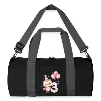 Troisième anniversaire hibou avec ballons - Sac de sport recyclé - noir/gris graphite - Devant
